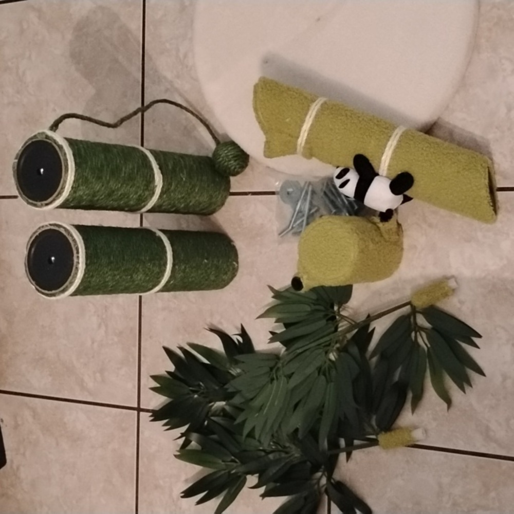 Eco-Friendly Green Cat Scratcher with Toy